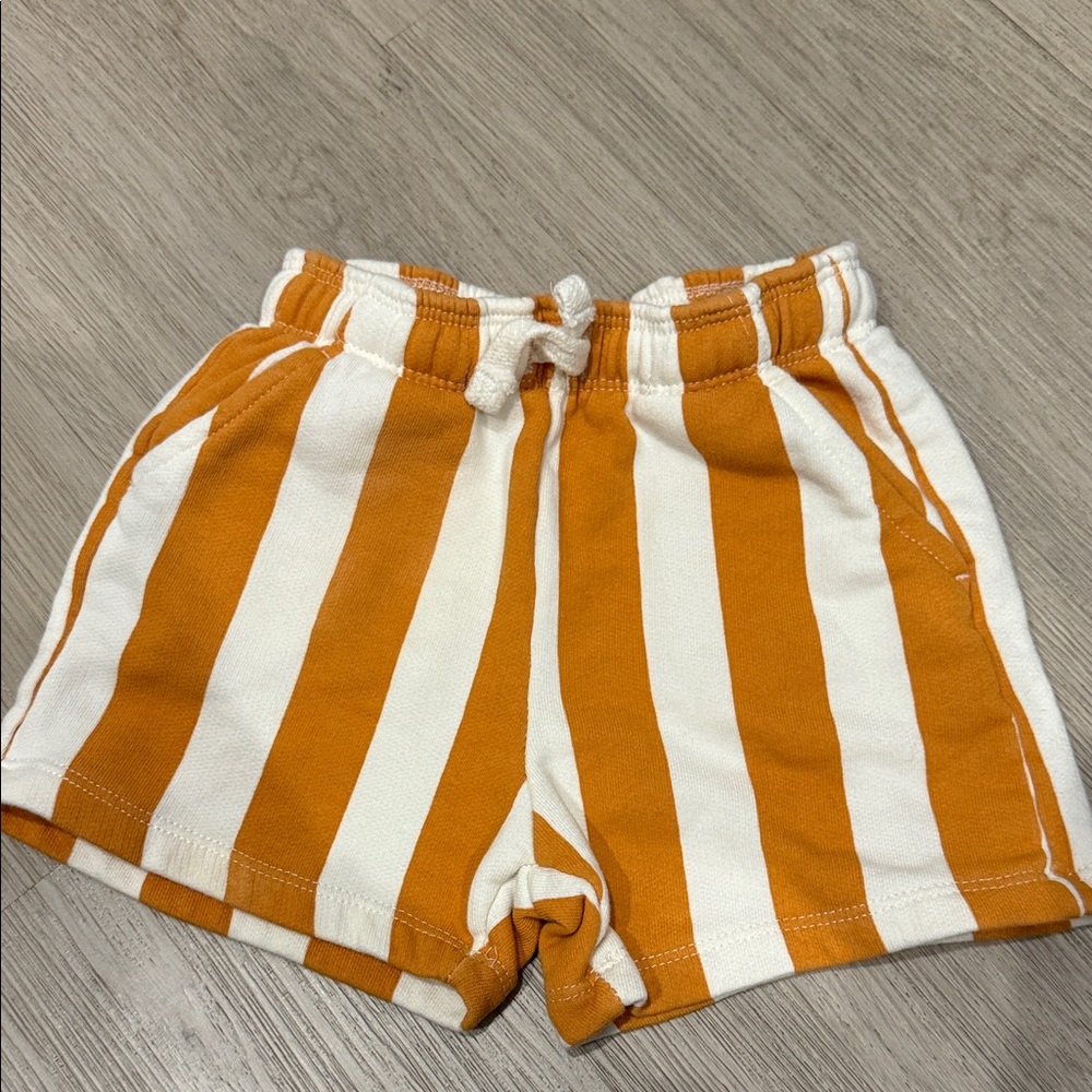 Zara Orange and White Striped Drawstring Kids Shorts